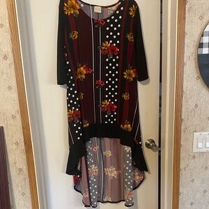 Elegant Floral and Polka Dot High Low Dress